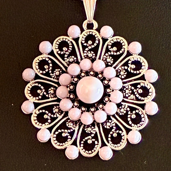 Jewelry Set, Silver Tone: Pendant Necklace, Earrings, Bangle Bracelet - Picture 3 of 3